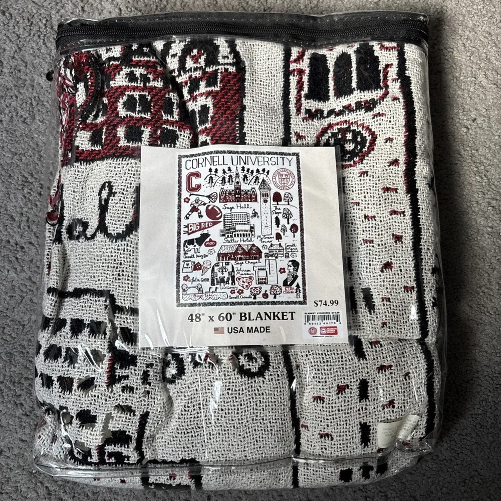 VTG Cornell University Afghan Tapestry Throw Blanket 48